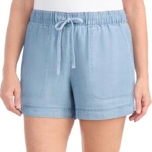 903.Hillary Radley Women Denim Pull-On Shorts Elastic Waist Casual Blue Size XL